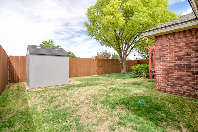 9808 Huron Ave, Lubbock, TX 79424 - fenced backyard with a storage unit