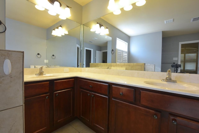 bathroom featuring vanity and tile patterned floors