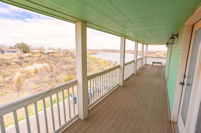 deck with a water view