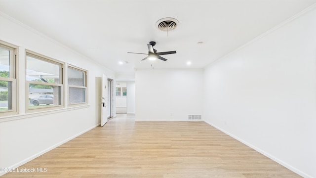 3811 42nd St, Lubbock, TX 79413 - unfurnished room featuring a ceiling fan, light wood-style floors, and ornamental molding