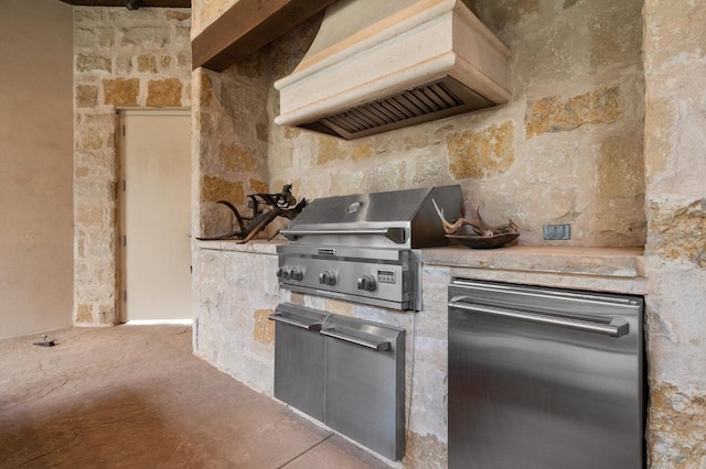 kitchen with premium range hood