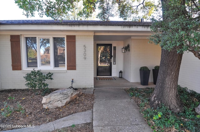 5309 77th St, Lubbock, TX 79424 - doorway to property featuring brick siding and a porch