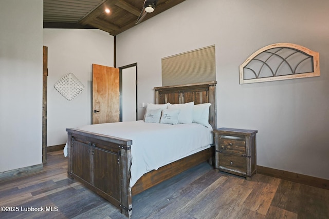 743 Co Rd, M, Tahoka, TX 79373 - bedroom with wood finished floors, wooden ceiling, and baseboards