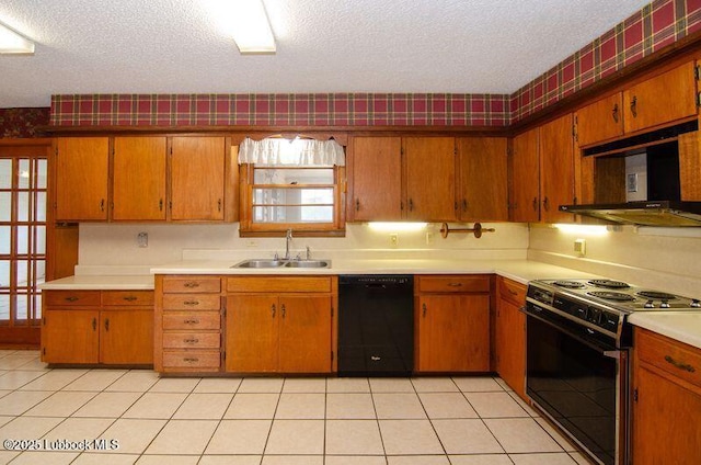 5001 13th St, Lubbock, TX 79416 - kitchen with stainless steel range with electric cooktop, dishwasher, a sink, light countertops, and brown cabinets