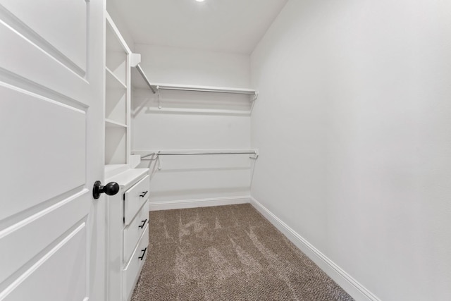 spacious closet with dark carpet