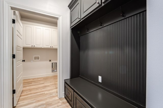 mudroom featuring light hardwood / wood-style floors