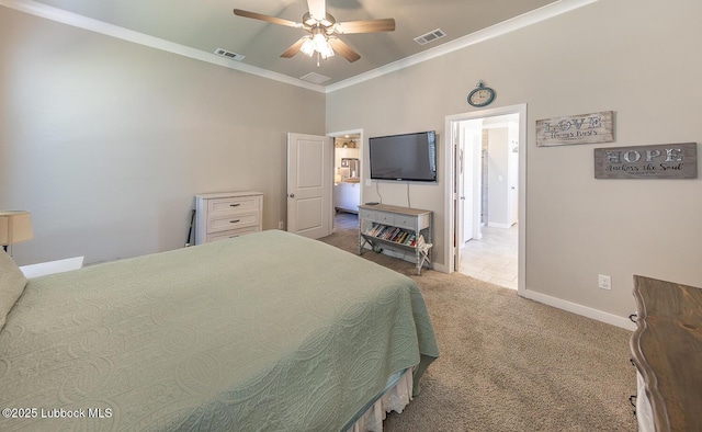 3301 Venita Ave, Lubbock, TX 79407 - carpeted bedroom with crown molding and a ceiling fan