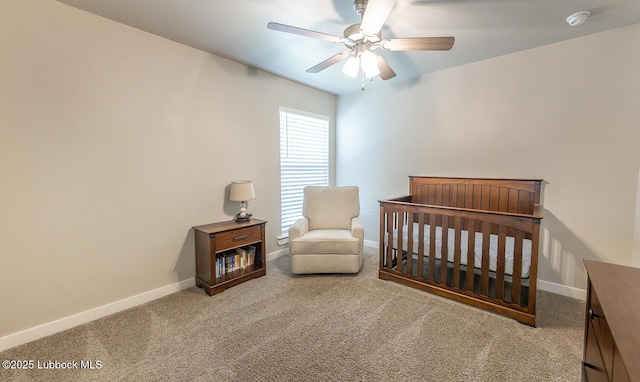 3301 Venita Ave, Lubbock, TX 79407 - carpeted bedroom with a nursery area and a ceiling fan