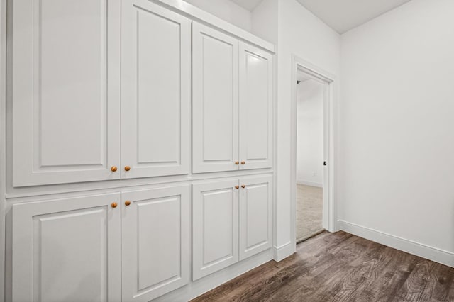 interior space with dark hardwood / wood-style floors