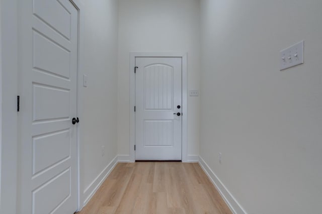 doorway featuring light hardwood / wood-style floors