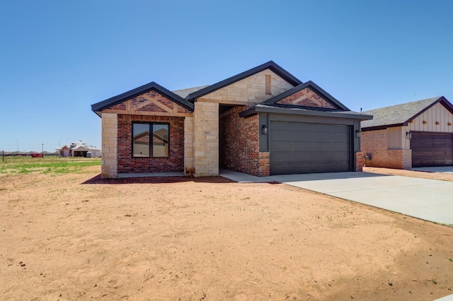 view of front of property with a garage