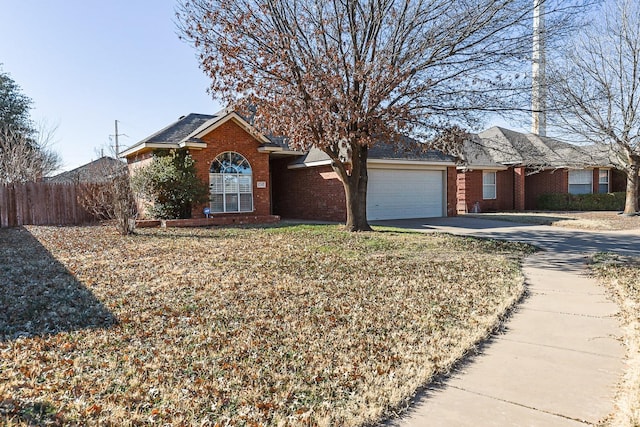 single story home with a garage