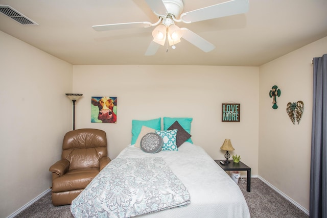 3602 Pontiac Ave, Lubbock, TX 79407 - bedroom featuring visible vents, carpet flooring, baseboards, and ceiling fan