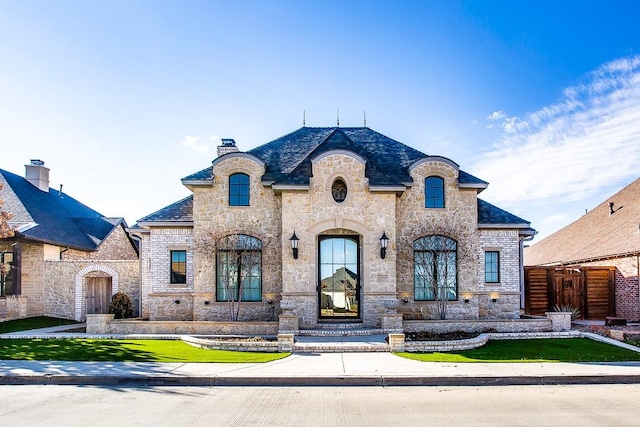 french country home with a front yard