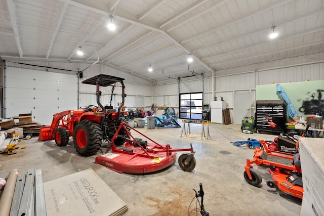 garage with white refrigerator