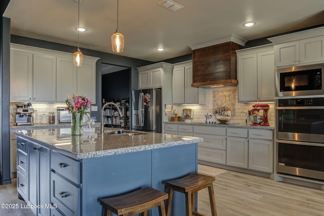12010 N Crk 1500, Shallowater, TX 79363 - kitchen featuring stainless steel appliances, a sink, decorative backsplash, light stone counters, and recessed lighting