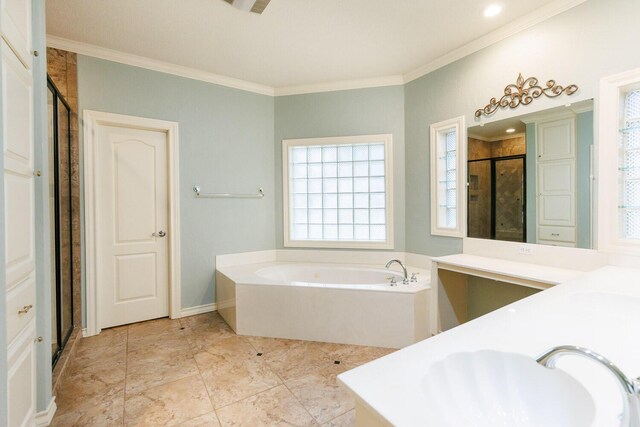 bathroom featuring ornamental molding, toilet, and vanity