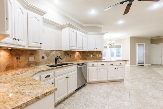 dining area featuring ornamental molding and ceiling fan