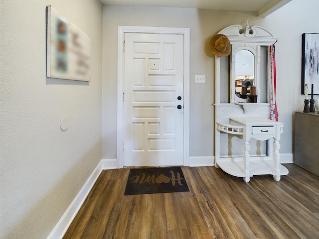 interior space with dark hardwood / wood-style floors