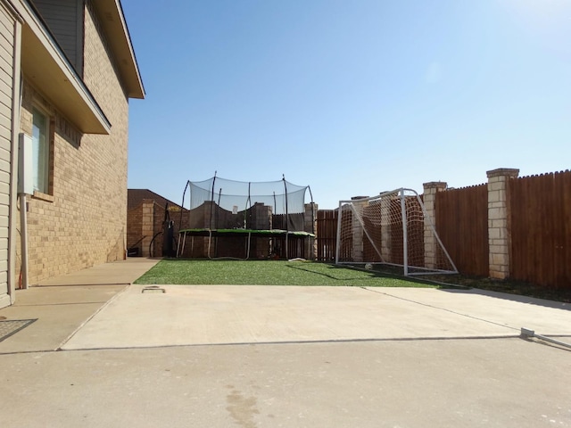 view of patio featuring a trampoline