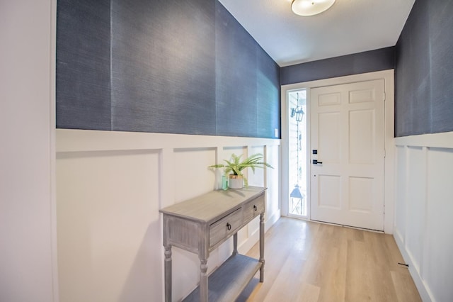 foyer entrance featuring light wood-type flooring