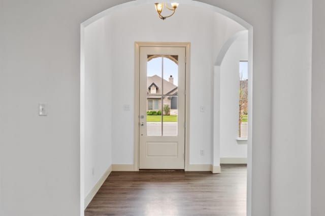 entryway with hardwood / wood-style flooring