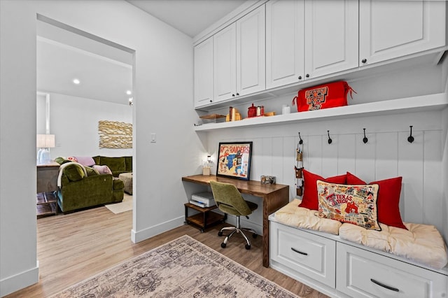 mudroom featuring light wood-type flooring