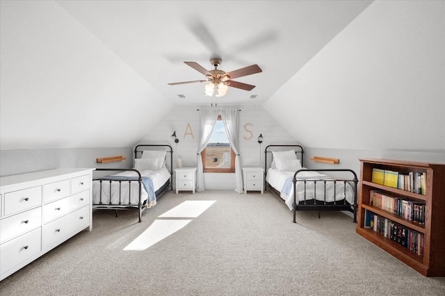8405 E County Rd 6100, Idalou, TX 79329 - bedroom with carpet flooring, lofted ceiling, and a ceiling fan