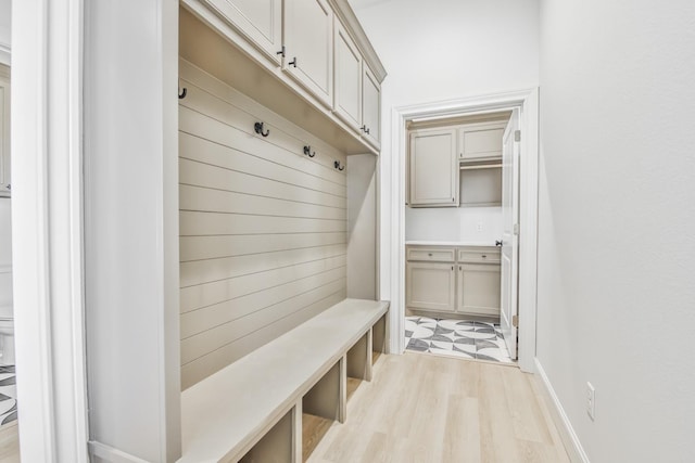 mudroom featuring light hardwood / wood-style floors