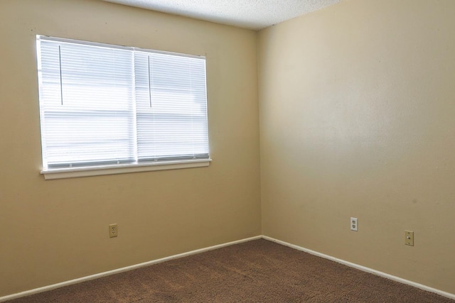 unfurnished room with carpet floors and a textured ceiling