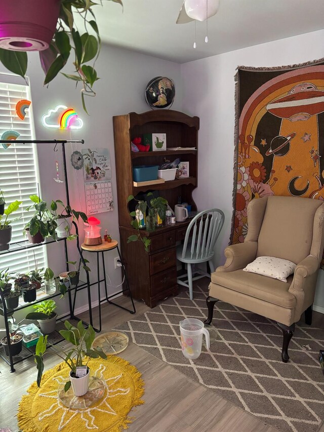 sitting room featuring hardwood / wood-style floors