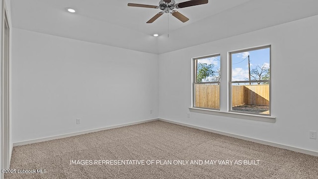 426 14th St, Wolfforth, TX 79382 - empty room featuring carpet floors, a ceiling fan, and recessed lighting