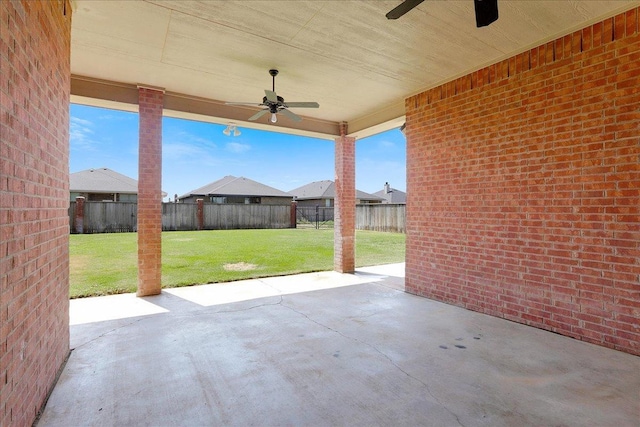 view of patio with ceiling fan