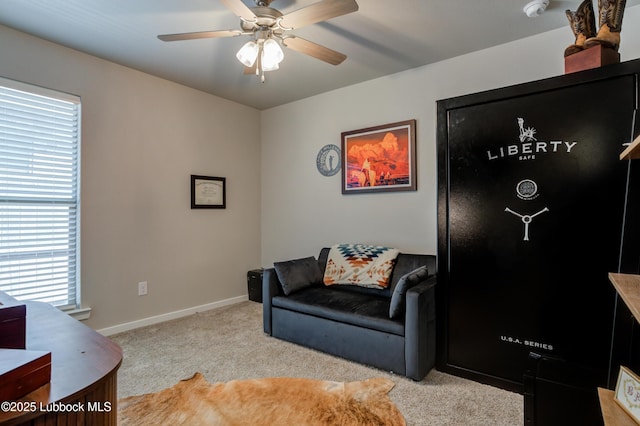 7511 31st St, Lubbock, TX 79407 - living room with light colored carpet and ceiling fan
