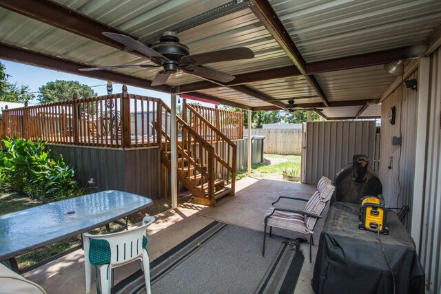 view of patio featuring a wooden deck and ceiling fan