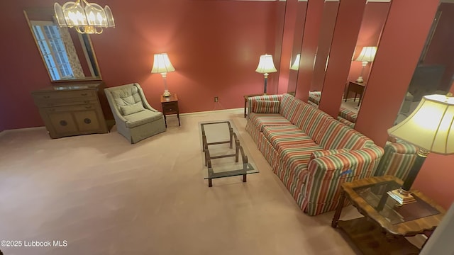 3806 56th St, Lubbock, TX 79413 - living area with a chandelier and carpet floors