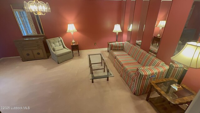 3806 56th St, Lubbock, TX 79413 - living area featuring a chandelier and carpet floors