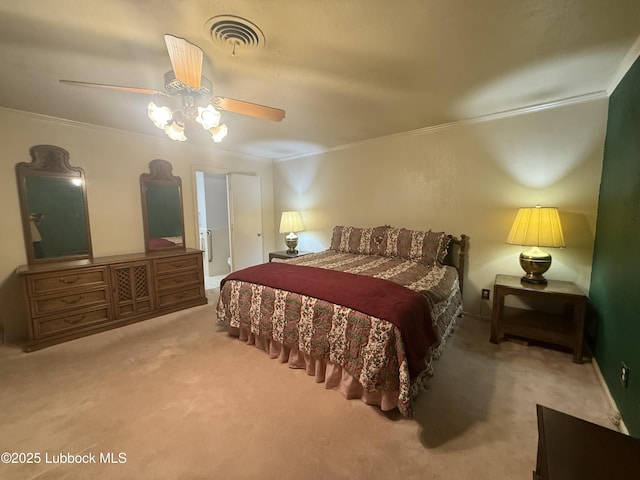 3806 56th St, Lubbock, TX 79413 - carpeted bedroom with ornamental molding and ceiling fan