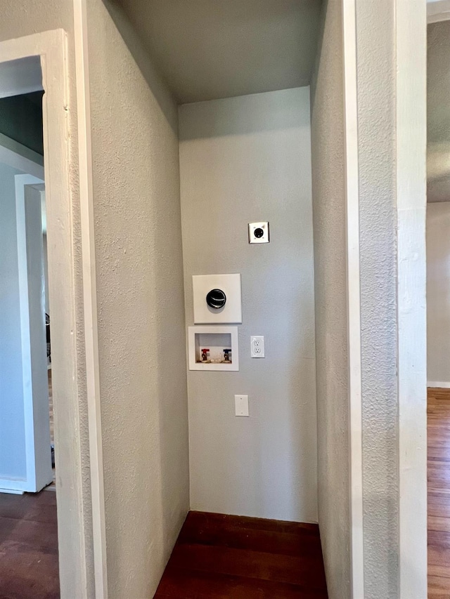 laundry room with dark hardwood / wood-style floors, washer hookup, and hookup for an electric dryer