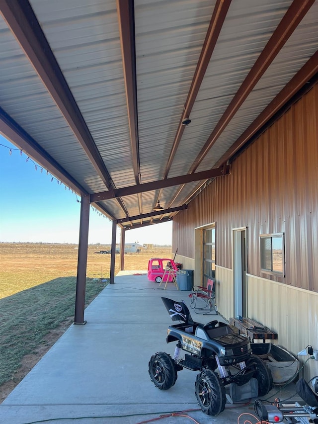 view of patio with a rural view