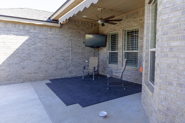 view of patio / terrace with ceiling fan