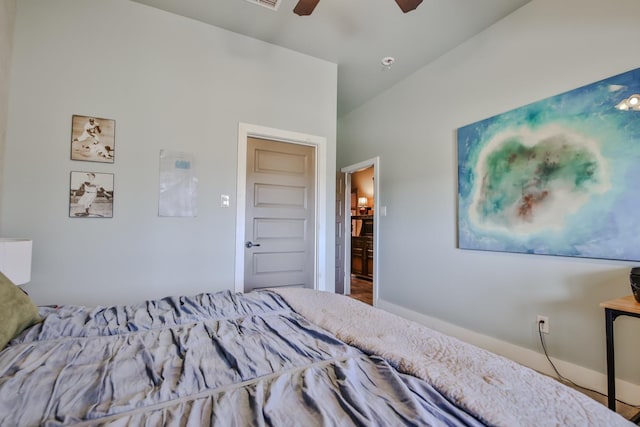 bedroom featuring ceiling fan