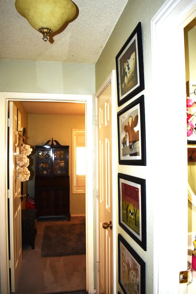 corridor with a textured ceiling