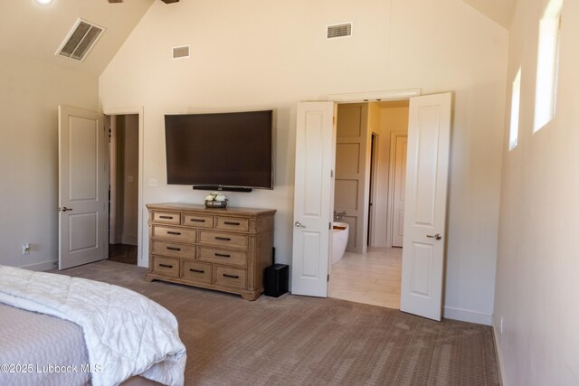11707 Uxbridge Ave, Lubbock, TX 79424 - bedroom featuring high vaulted ceiling and carpet