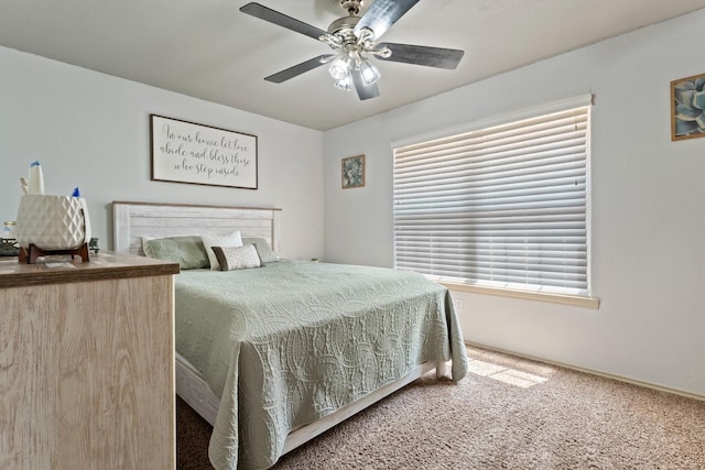 bedroom featuring carpet floors and ceiling fan