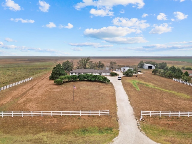 aerial view with a rural view