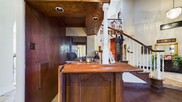 bar featuring hardwood / wood-style floors