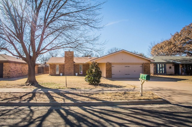 single story home with a garage