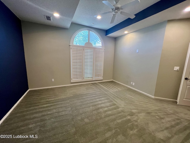 9802 Toledo Ave, Lubbock, TX 79424 - carpeted spare room featuring ceiling fan, recessed lighting, and a textured ceiling