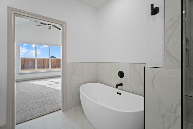 bathroom featuring a washtub